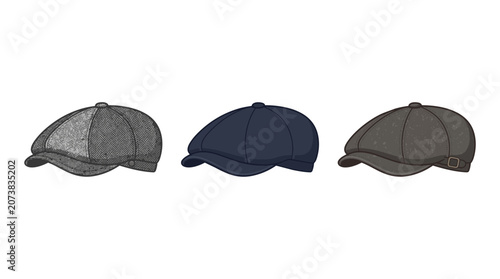 Flat cap icons on a transparent background.