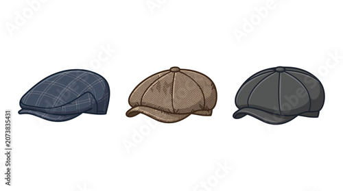 Flat cap icons on a transparent background.