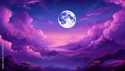 Moon Among The Purple Clouds