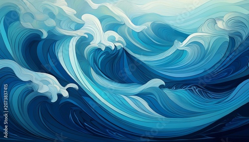 Abstract Blue Sea Wavy Background