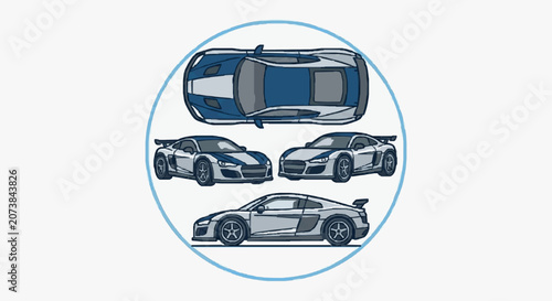 Bild auf Leinwand High-performance luxury sports cars lineup.