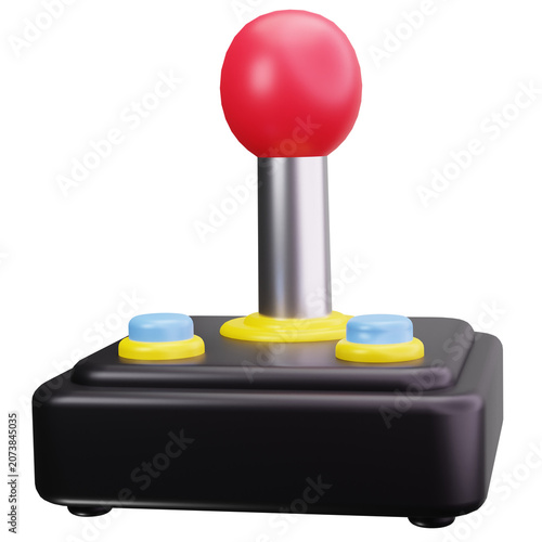 Retro Arcade Joystick Controller 3D Illustrations