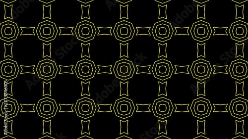 4K Abstract Motion Background: Golden Octagonal Geometric Grid with Alpha Channel
