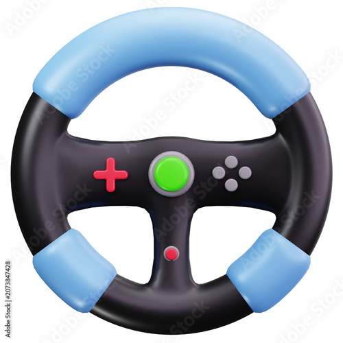 Racing Game Steering Wheel 3D Illustrations