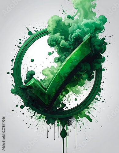 Green Check Mark with Smoke Effect.