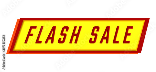 Isolated 3D red flash sale text promotion banner