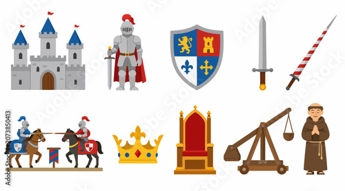 Fotografie Medieval Knights and Castle Icons Collection.