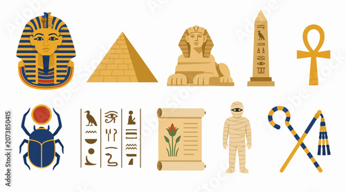 Foto Ancient Egyptian Symbols and Artifacts Collection.