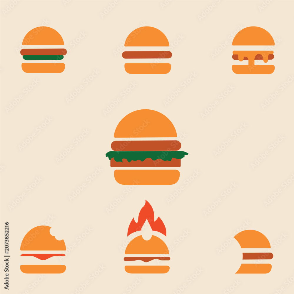 Fototapeta premium 7 logo burger set design