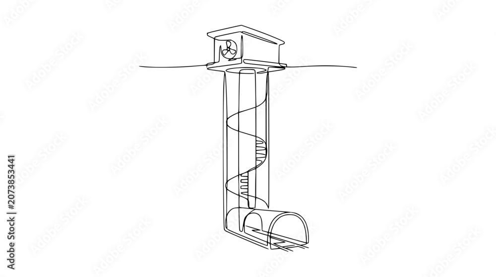 Obraz premium Conceptual Underground Entrance with Spiral Staircase and Tunnels