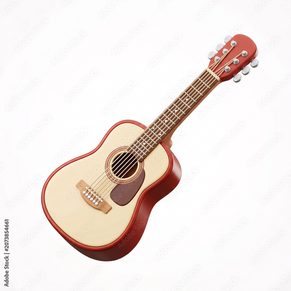 Obraz premium Guitare Acoustique Isolée sur Fond Blanc
