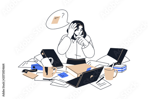 Billede på lærred Disorganized employee at messy desk