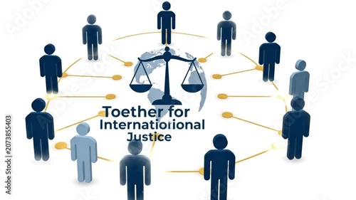 Interconnected Global Network Symbolizing Collective Pursuit of International Justice and Human Rights Through Collaborative Legal Systems and Equitable Governance