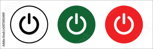 Foto Power button icons featuring multiple styles for electronic devices, software in