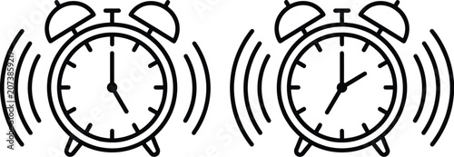 Foto Alarms ringing loudly side by side on white background for web and presentation