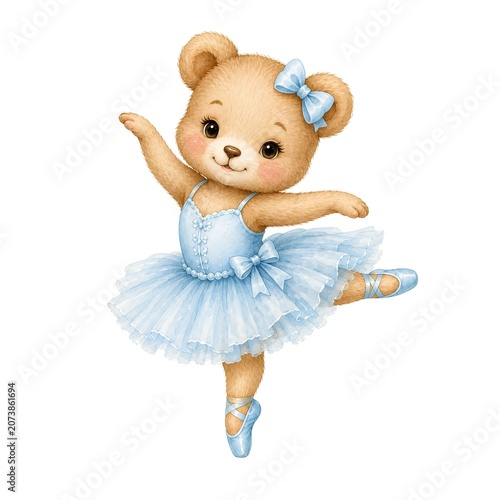 Watercolor cute little ballerina girls clipart set with ballet shoes, tutu and dress