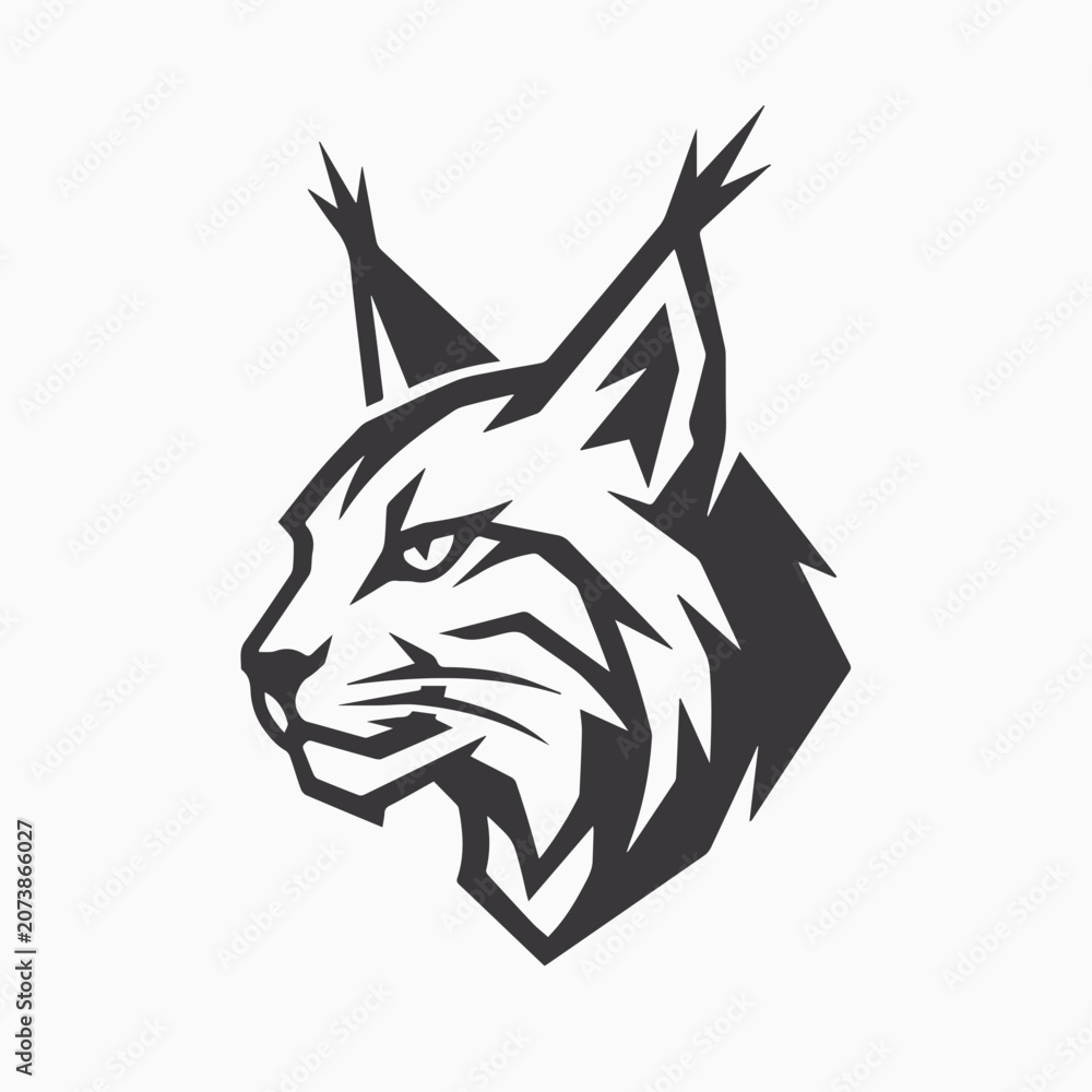 Obraz premium Modern Lynx Head Logo Icon in Minimal Geometric Style