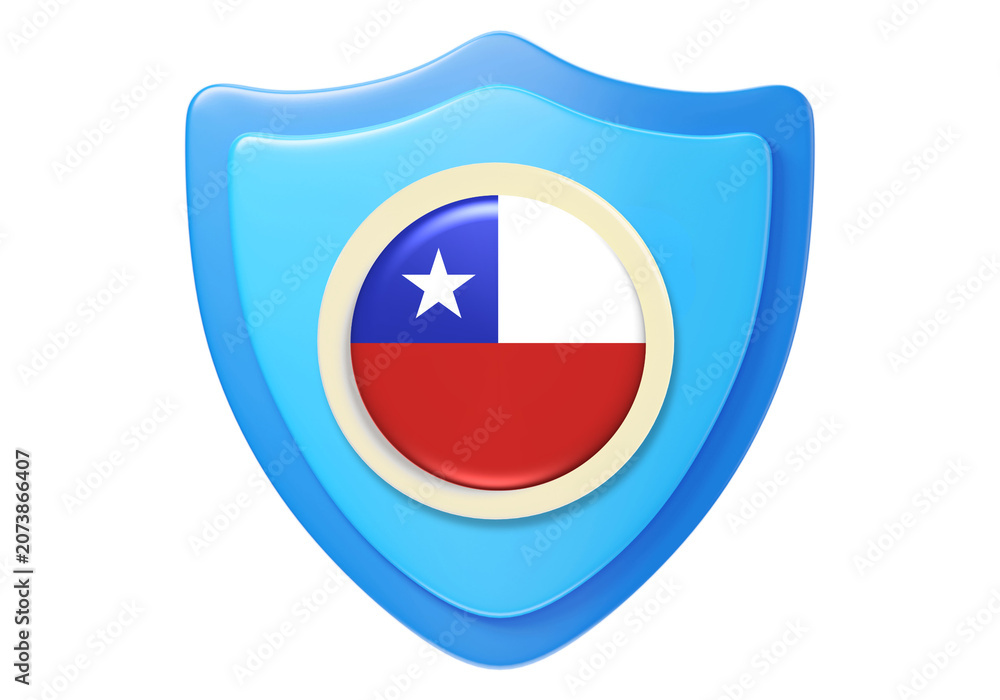 Fototapeta premium Chilean flag shield protection symbol icon