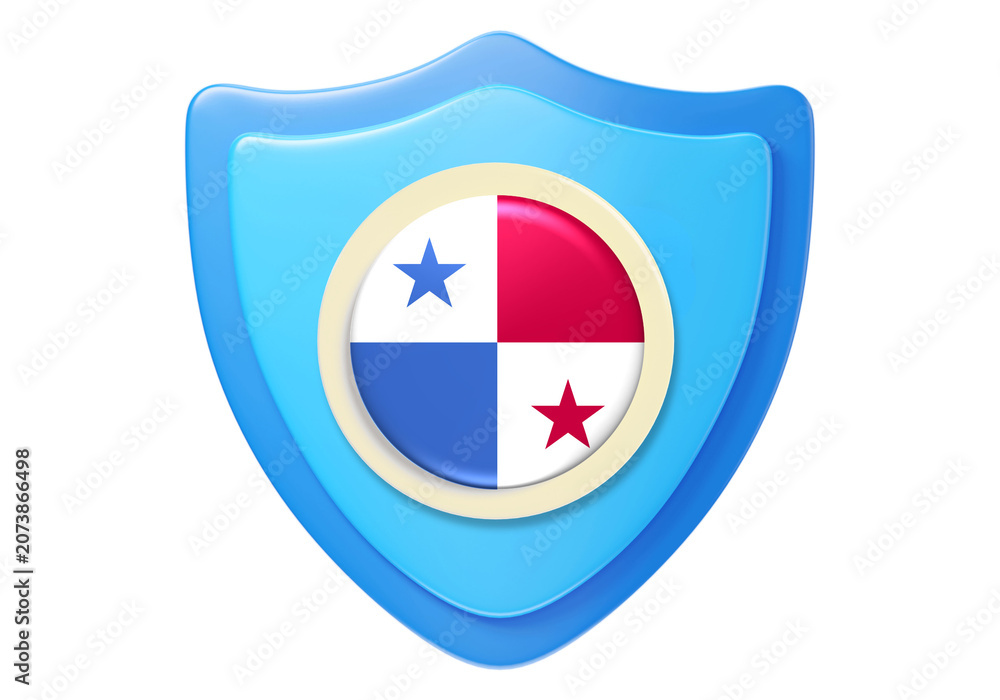 Fototapeta premium Panama flag symbol on blue shield