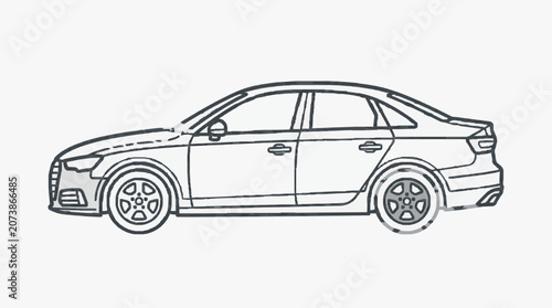Tableau sur toile Minimalist Car Side View Sketch.