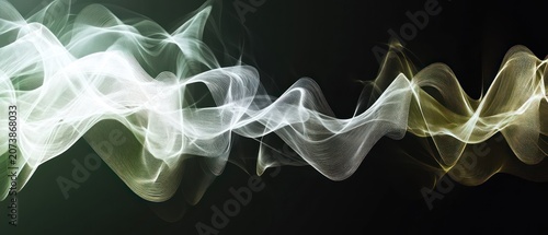 Flowing smoke with intertwined light trails in dark background