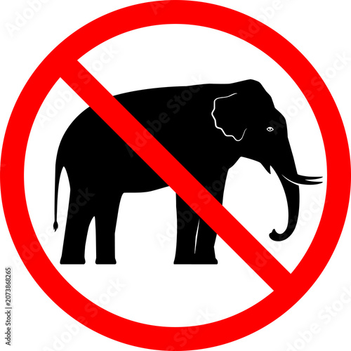 No Elephant Warning Sign. Element illustration
