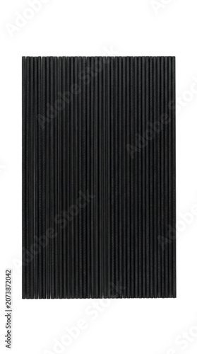 Black corrugated metal panel on solid background for industrial design black