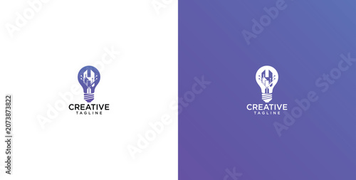 Illuminating creative concepts with a thought-provoking lightbulb logo, symbolizing innovation, bright ideas, and insightful intellectual solutions for modern branding