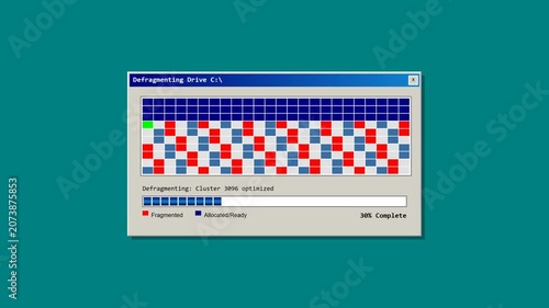 Vintage Computer Defragmentation Process Retro Screen Animation