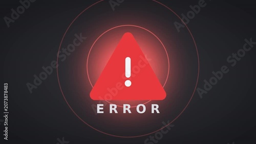 Error sign in red with black background 