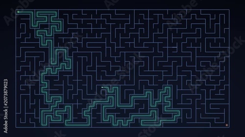 Abstract circuit board labyrinth background in dark 