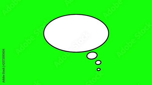 Empty white thought bubble comic speech balloon green screen background