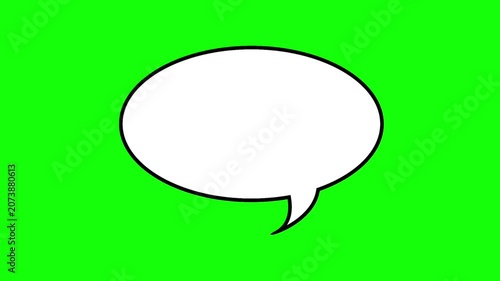 Comic speech bubble icon isolated on green screen background.