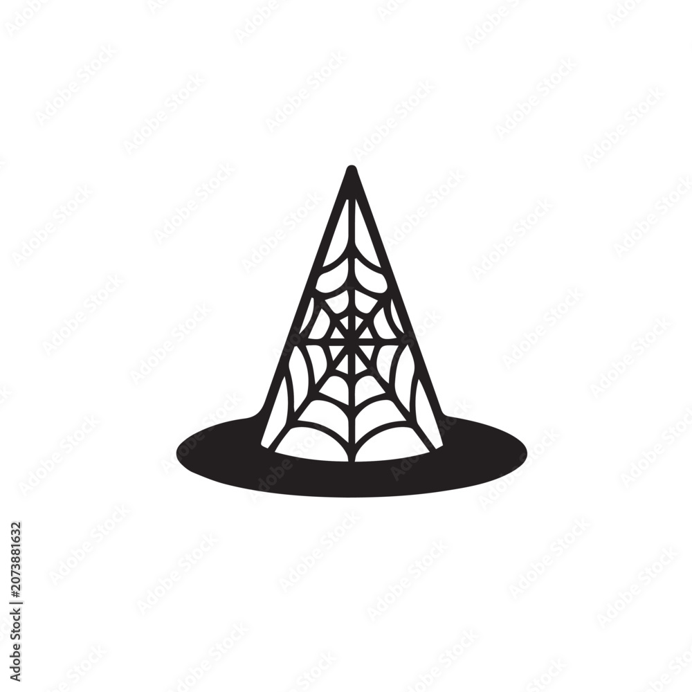Fototapeta premium Witch Hat Outline Icon Black and White Vector Illustration