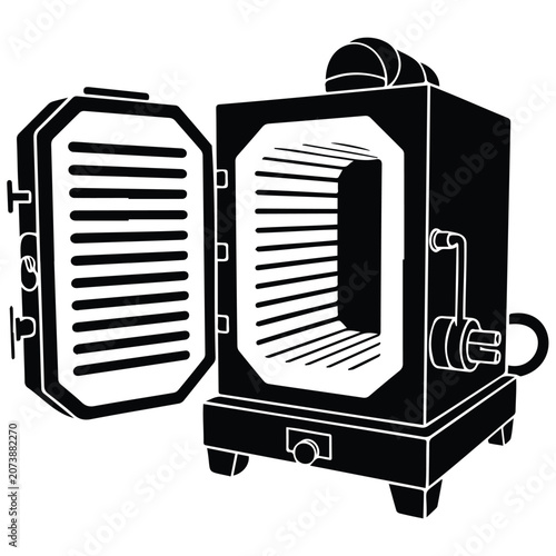 Fotografie Muffle furnace lab equipment with open door for heating industrial samples