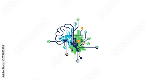 Brain with colorful neural network.