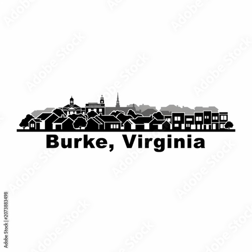 Cuadro en lienzo Burke Skyline Silhouette — A Wooded Northern Virginia Residential Community Vect