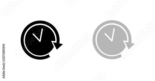 Vector illustration of history and countdown clock icon set showing time rotation, arrow direction, backup log, and past reload button symbol