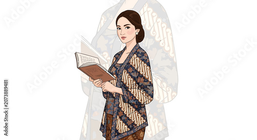 Woman Reading Book with Interest.