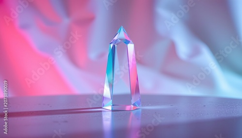 Futuristic Crystal Prism with Pastel Neon Lighting
