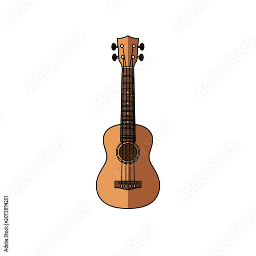 Classic wooden ukulele guitar vector illustration isolated on white background.