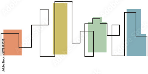 Slika na platnu Abstract colorful skyline of geometric buildings.