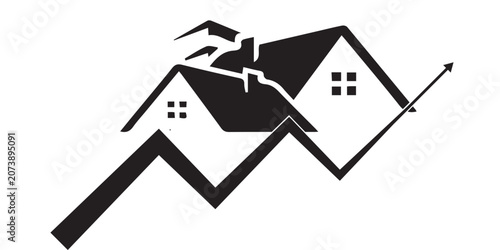 Tableau sur toile Stylized House Icon Showing Shared Roof Lines.