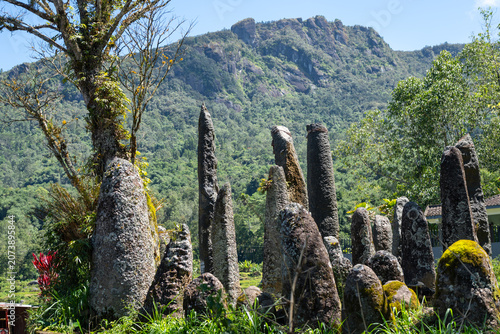 Photography Funerary monoliths standing in Toraja, Sulawesi, Indonesia