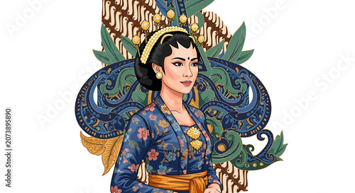 Woman Wearing Traditional Asian Clothing.