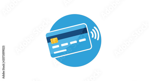 Obraz na plátně Flat vector illustration of a contactless credit card