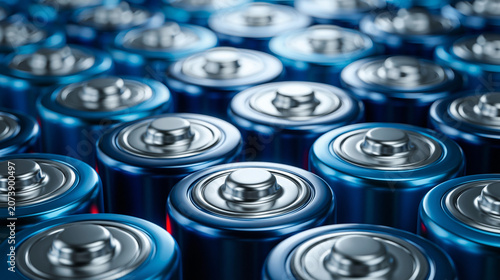 Row of Batteries: A close-u...