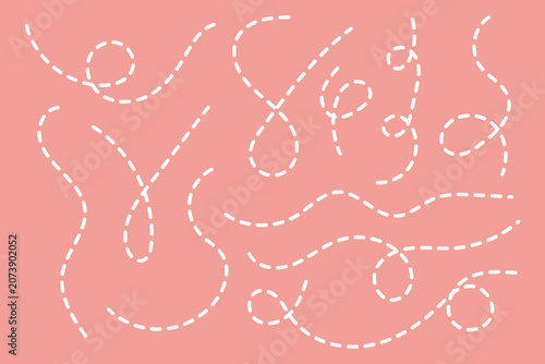 Large collection of hand drawn curve dotted line,