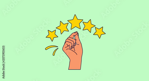 Hand Giving Thumbs Up with Stars Vector Illustration