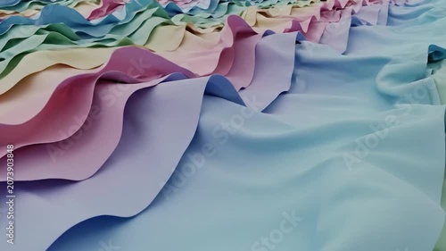 Abstract wavy layers of pastel fabric create a soft texture